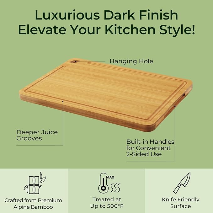 4-Pcs Natural Wood Cutting Board Set Kitchen Tools with Juice Groove, Wooden Chopping Board for Meat, Fruit, Vegetables & Cheese (Pre Oiled, Natural)-CasaMuseHome