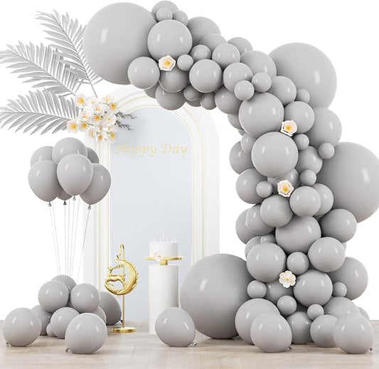 130pcs Gray Balloons Different Sizes 18" 12" 10" 5" Pastel Gray Balloons for Boys Girls Birthday Baby Shower Gender Reveal Wedding Decorations-CasaMuseHome