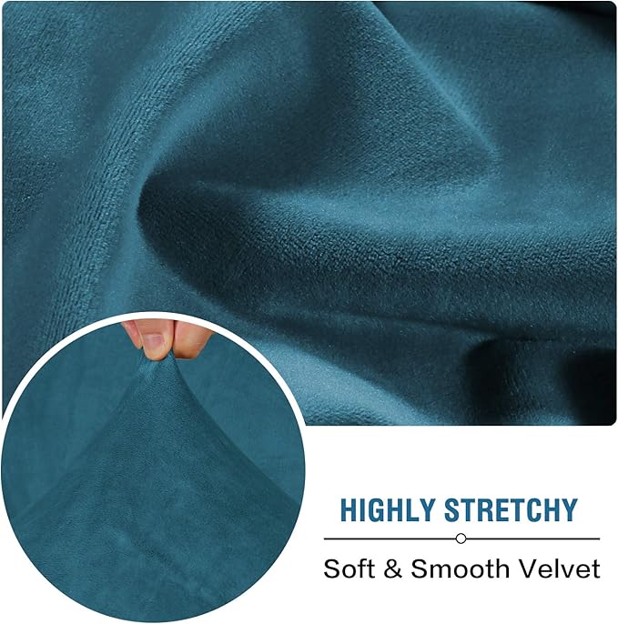 H.VERSAILTEX Velvet Stretch Couch Cushion Cover Plush Cushion Slipcover for Chair Cushion Furniture Protector Seat Cushion Sofa Cover (1 Piece Armchair Cushion Covers, Deep Teal)-CasaMuseHome