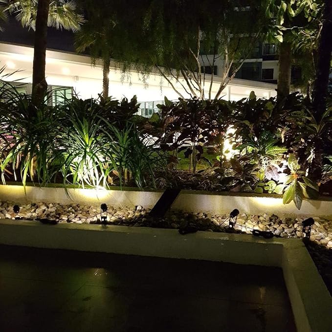 4-Spotlight Mini 50X Solar-Powered LED Spotlight (Cool White LED), Black Finish, Outdoor Garden Yard Landscape Downlight-CasaMuseHome