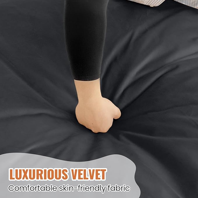 4FT Bean Bag Chair: Bean Bag with Velvet Cover, Fluffy and Comfy Bean Bag Chairs for Adults and Kids, Bean Bag Sofa Filled with High-Density Sponge for Gaming (Black)-CasaMuseHome