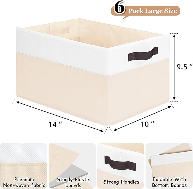 6 Pack Large Toy Box Chest, Collapsible Sturdy Toy Storage Organizer Bins Baskets for Kids, Boys, Girls, Nursery, Playroom, Shelf Baskets for Lego Puzzle Balls, Game Organizer (14L*10W*9.5H)-CasaMuseHome