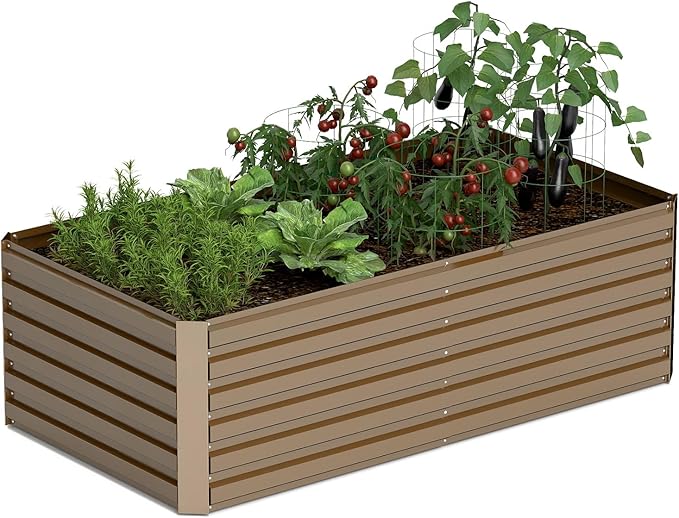 8x4x2 ft Raised Garden Bed, Large Metal Planter Raised Beds, Planters for Outdoor Plants for Vegetables, Flowers, Herbs, Fruits, and Succulents.-CasaMuseHome