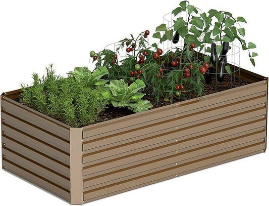 8x4x2 ft Raised Garden Bed, Large Metal Planter Raised Beds, Planters for Outdoor Plants for Vegetables, Flowers, Herbs, Fruits, and Succulents.-CasaMuseHome