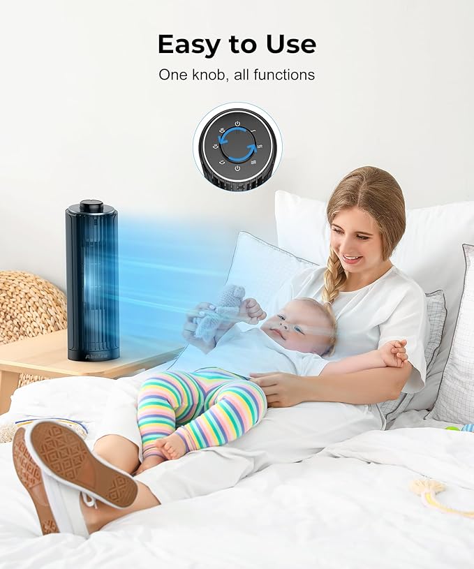 Abolee Tower Fan, 23ft/s Desk Fan, 70° Oscillating Table Fan for Bedroom, Standing Table Fan with 3 Modes, 2024 New 13 Inch Bladeless fan for Bedroom, Home,Office-CasaMuseHome