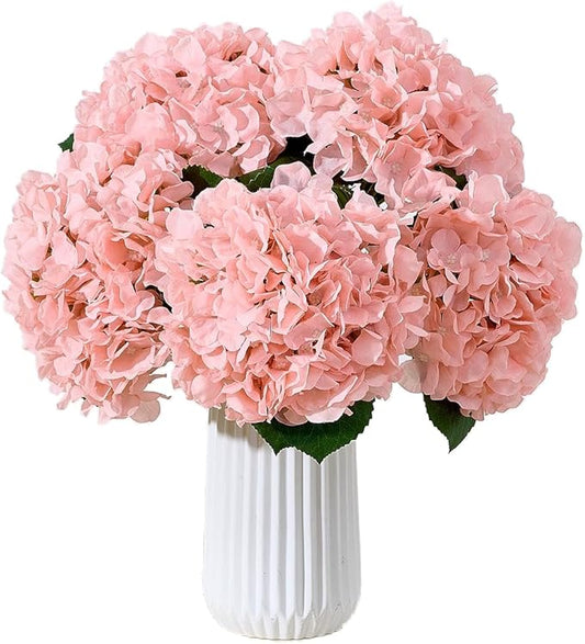 8Pcs Blush Fake Flowers Silk Hydrangea Artificial Flowers Bouquets Faux Hydrangea Stems for Home Table Centerpieces Wedding Party Decoration-CasaMuseHome
