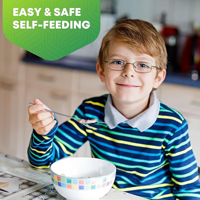 8 Pieces Toddler Utensils, Kids Stainless Steel Silverware Set - 4pcs Forks and 4pcs Spoon, Cute Children Flatware Sets with Mirror Polished, Self Feeding Safe, Dishwasher Safe-CasaMuseHome