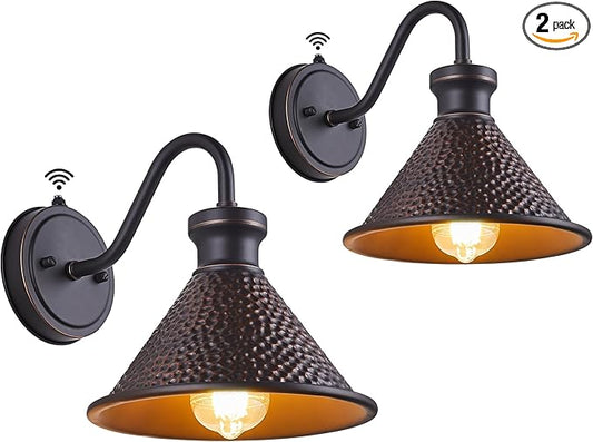 2 Pack Dusk to Dawn Outdoor Wall Light Fixtures Photocell Sensor, Exterior Sconce Light with Cast Hammered Aluminum Shade, Outside Wall Mount Lamp for House Patio Garage Entryway Doorway-CasaMuseHome