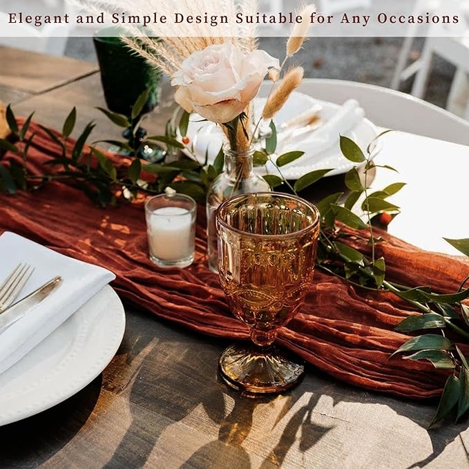 12 Pack Terracotta Cheesecloth Table Runner 10FT Boho Rustic Cheese Cloth Table Runner for Wedding 20 x 120 Inch Long Bridal Shower Baby Shower Gauze Fabric Sheer Birthday Party Table Decorations-CasaMuseHome