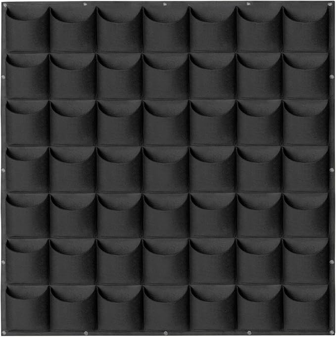 49 Pockets Hanging Planter Bags, Hanging Vertical Wall Mounted Plant Planting Grow Bags, Herb Garden Planter Outdoor Indoor Growing Bag, Gardening Vertical Greening Flower Container(1m×1m, Black)-CasaMuseHome