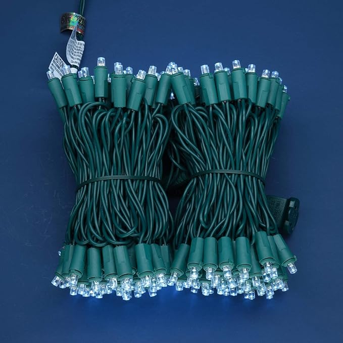 200 Count Cool White Wide Angle LED Christmas Lights, 66 ft Green Wire UL Certified Commercial Grade 5mm Holiday String Light Set (Cool White)-CasaMuseHome