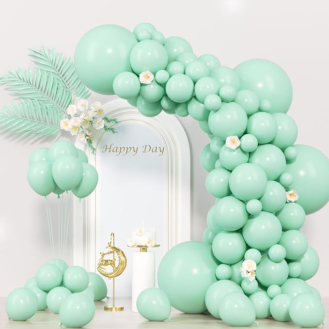 130pcs Mint Green Balloons Different Sizes 18" 12" 10" 5" Pastel Light Green Balloons for Boys Girls Birthday Baby Shower Gender Reveal Wedding Decorations-CasaMuseHome