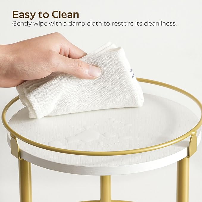 3-Tier Lazy Susan, Rotating Spice Rack, Spinning Organizer, Industrial Turntable Spice Rack for Cabinet, Kitchen Countertop, Pantry, White and Gold SR23DW-CasaMuseHome