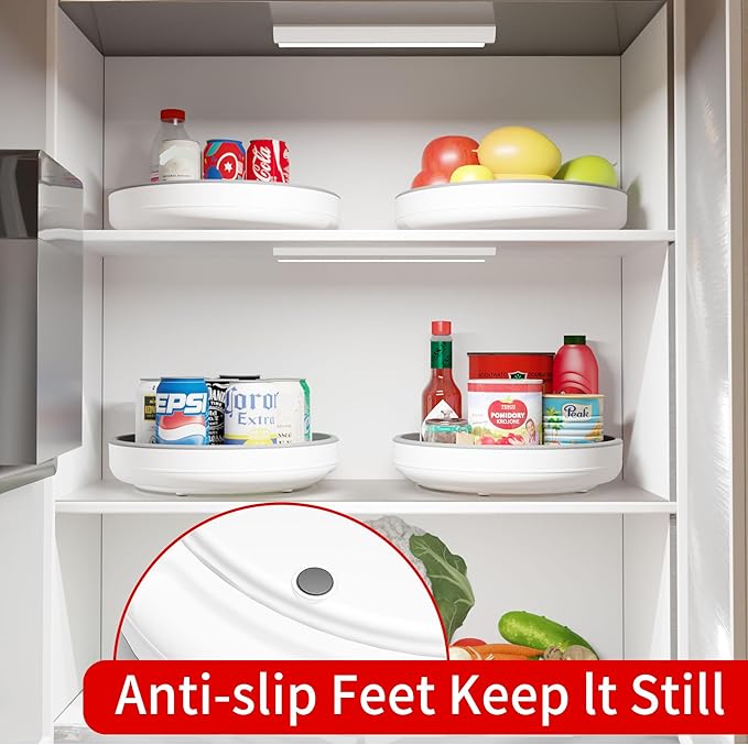 2 Pack 10 Inch Non-Skid Lazy Susan Turntable Organizers - Spinning Rack for Pantry Organization and Storage, Kitchen, Cabinet, Fridge, Bathroom Vanity, Countertop, Under Sink Organizing, Spice Rack-CasaMuseHome