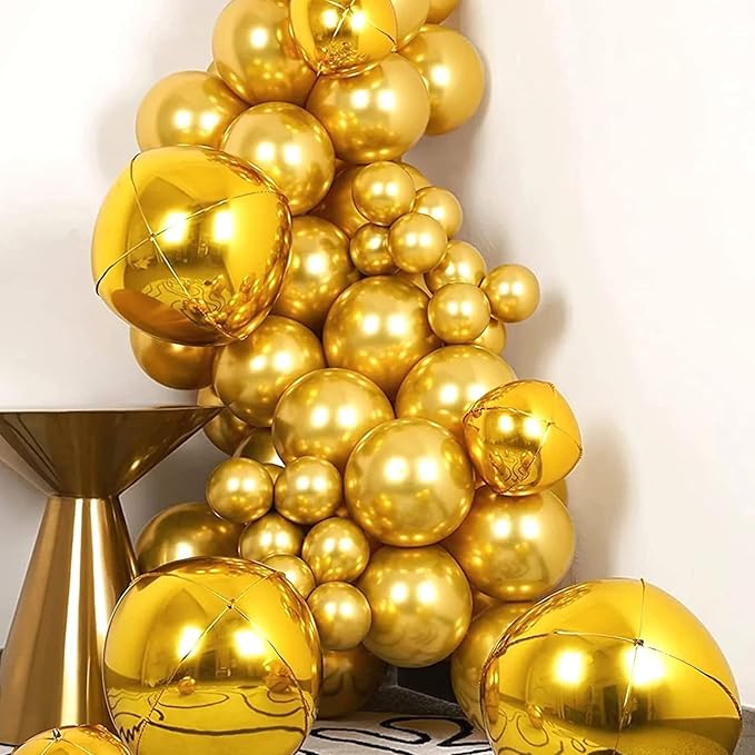 130pcs Metallic Gold Balloons Different Sizes 18" 12" 10" 5" Party Latex Balloons for Birthday Graduation Baby Shower Wedding Anniversary New Year Party Decorations-CasaMuseHome