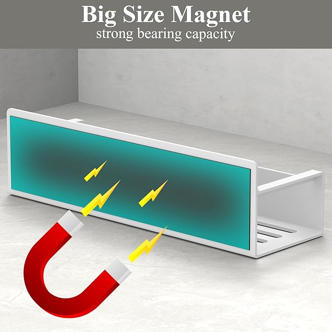 4 Pack Magnetic Spice Rack Organizer for Refrigerator and Oven, White Fridge Organizers and Storage for Kitchen-CasaMuseHome