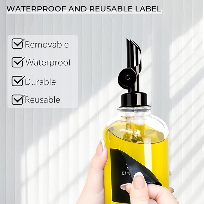 3PCS Olive Oil Dispenser Bottle For Kitchen, Soy Sauce Dispenser, Glass Oil and Vinegar Dispenser Set W. Wooden Tray & Labels & 3 Replacement Spouts, Coffee Syrup Dispenser-CasaMuseHome