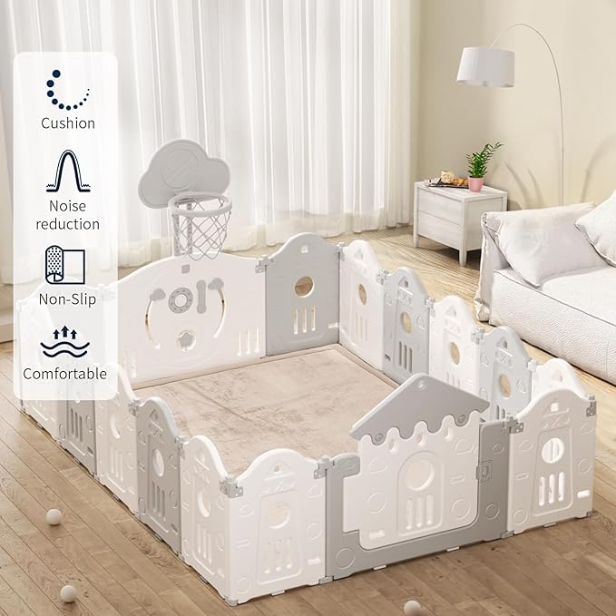 ACOMOPACK Baby Play Mat for Floor 1.3" Thick Memory Foam Play Mat 39"×59" Tummy Time Crawling with Non-Slip Bottom for Living Room,Nursery,Soft Velvet Playpen Mats for Kids,Infants（Beige）-CasaMuseHome