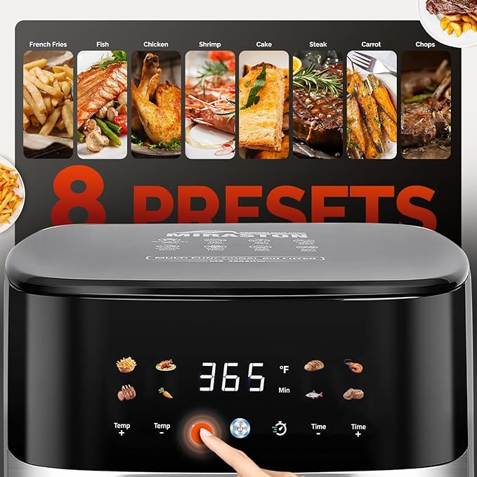 5.8QT Digital Air Fryer with Viewable Window, Adjust Temp & Timer, Air Frying, Reheat, Easy for Frozen Food, Snacks, Dinner, Large Square Basket than Round, Portable for Family & Apartment-CasaMuseHome