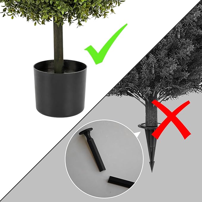 2 Pack 24.5inch Artificial Topiary Ball Plants, Faux Boxwood Ball in Pot, Fake Outdoor Plant for Front Door Decor, Home Decor, Garden, Wedding Decor-CasaMuseHome