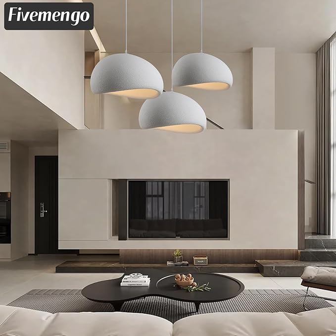 19.7in Wabi Sabi Pendant Lights Kitchen Island Lighting Fixture Ceiling Mount White Modern Japanese Lamp Japandi Chandelier for Dining Living Room Hallway Bedroom Restaurant Hanging Lamp-CasaMuseHome