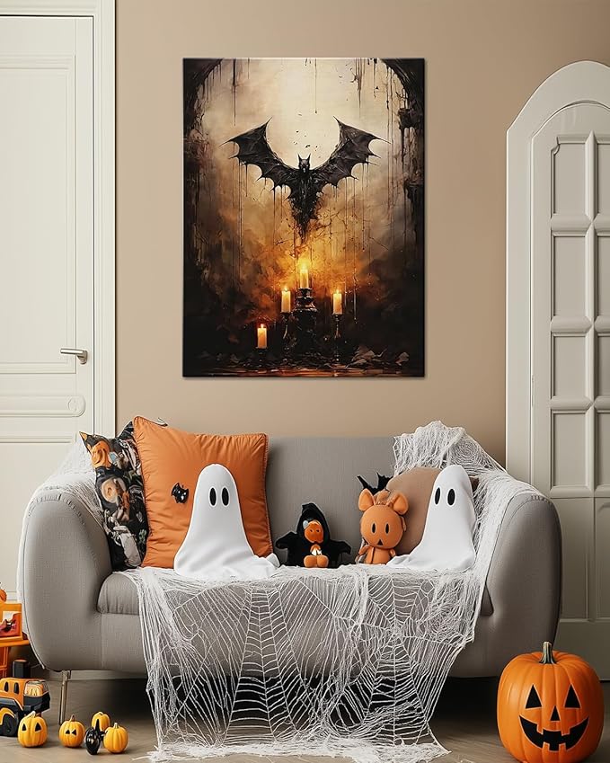 AbcCustomize Halloween Canvas Wall Art - Vintage Moody Bat Poster, Gothic Dark Academia Wall Decor, Spooky Halloween Decor for Farmhouse & Cottage, Fall Decorations Indoor for Living Room & Bedroom-CasaMuseHome
