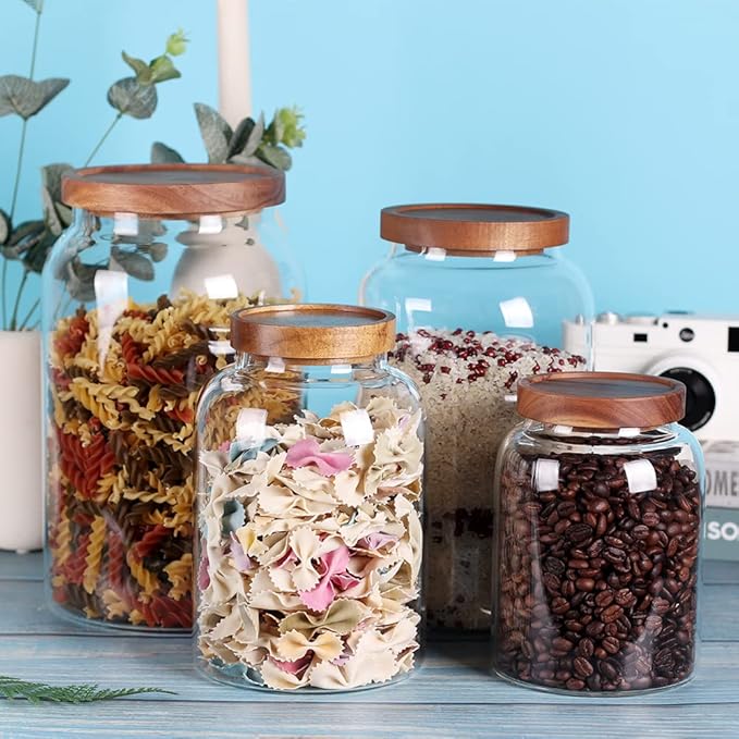 1 Gallon Glass Jar with Airtight Lid and Anti-Skid Bottom for Dry Food Storage-CasaMuseHome