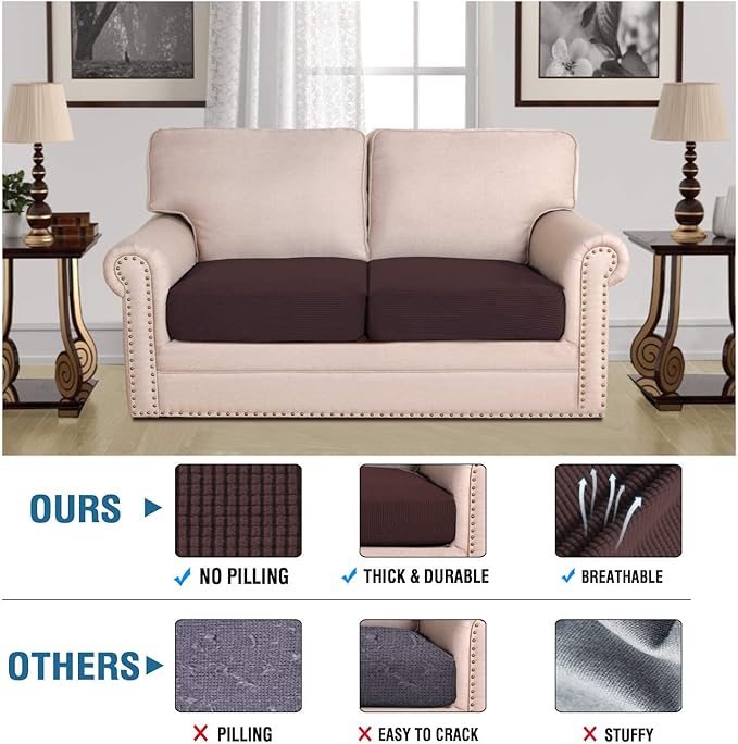 H.VERSAILTEX Super Stretch Stylish Cushions Covers/Furniture Cover Spandex Jacquard Small Checked Pattern Super Soft Slipcover Washable Individual-CasaMuseHome