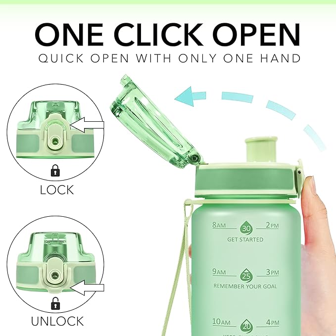 32oz Motivational Water Bottles with Time Marker & Fruit Strainer, Transparent Gradient Color Water Bottle with Times to Drink, Leakproof & BPA Free, Reusable Bottle with Strap (No Straw)-CasaMuseHome