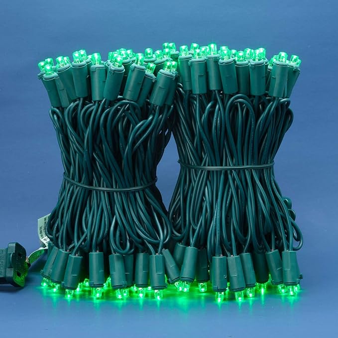 200 Count Green Wide Angle LED Christmas Lights, 66 ft Green Wire UL Certified Commercial Grade 5mm Holiday String Light Set (Green)-CasaMuseHome