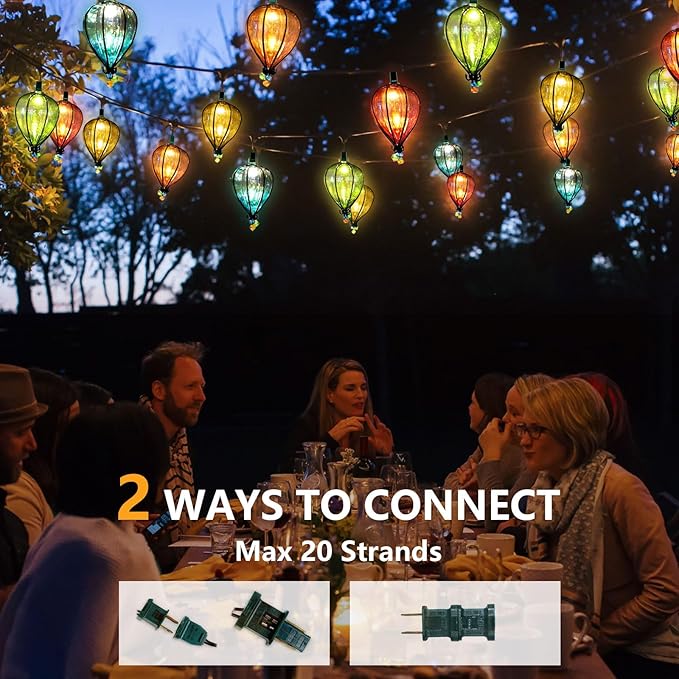 7 Pcs of 11FT Multicolor String Lights with 10 Bulbs, UL Listed Connectable Waterproof Decorative LED Lights Hanging for Backyard Patio, Indoor/Outdoor for Christmas Wedding Party Festival Lighting-CasaMuseHome