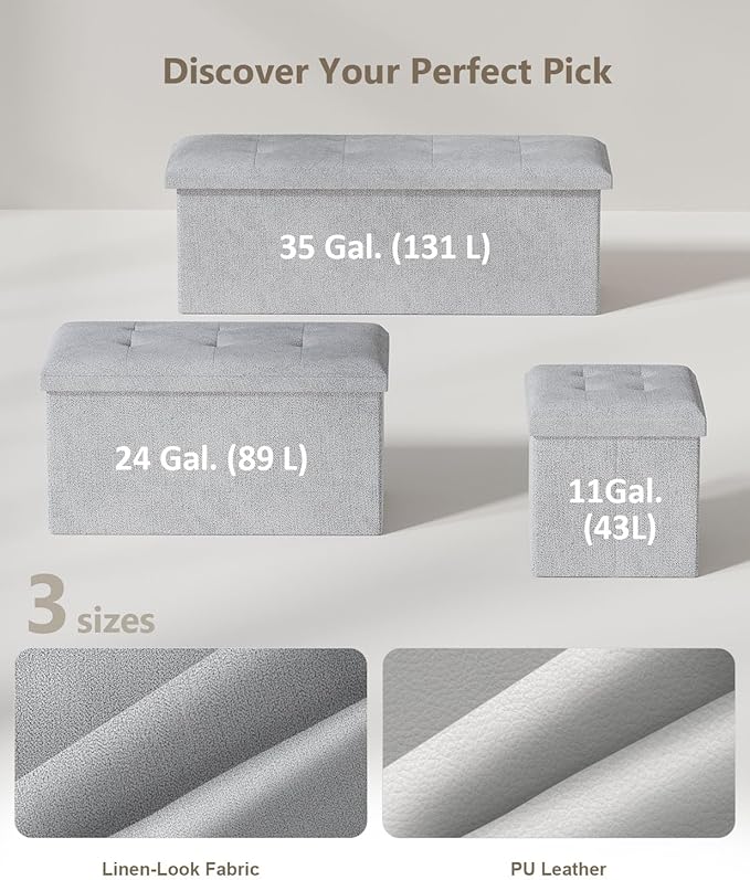 15 Inches Small Folding Storage Ottoman Cube, Storage Footrest, Foot Rest Stool, for Living Room, Bedroom, Dorm, Hallway, Entryway, Light Gray-CasaMuseHome