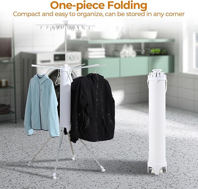 4-Legged Clothes Drying Rack Foldable,2 Tier Portable and Collapsible Space Saving Laundry Drying Rack with 4 Pulleys,Aluminum Dry Rack for Clothes-CasaMuseHome