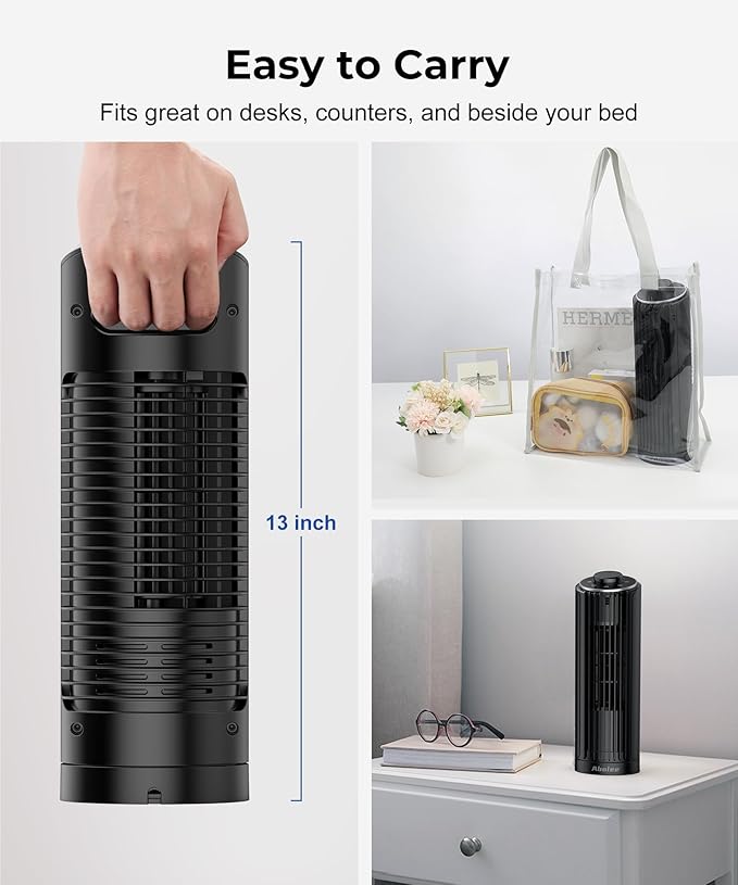 Abolee Tower Fan, 23ft/s Desk Fan, 70° Oscillating Table Fan for Bedroom, Standing Table Fan with 3 Modes, 2024 New 13 Inch Bladeless fan for Bedroom, Home,Office-CasaMuseHome