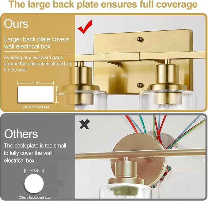 4-Light Vanity Lights with Clear Glass Shades, Brushed Gold Bathroom Light Fixtures Over Mirror, Modern Bathroom Wall Lamp for Mirror Living Room Cabinet Bedroom Porch-CasaMuseHome