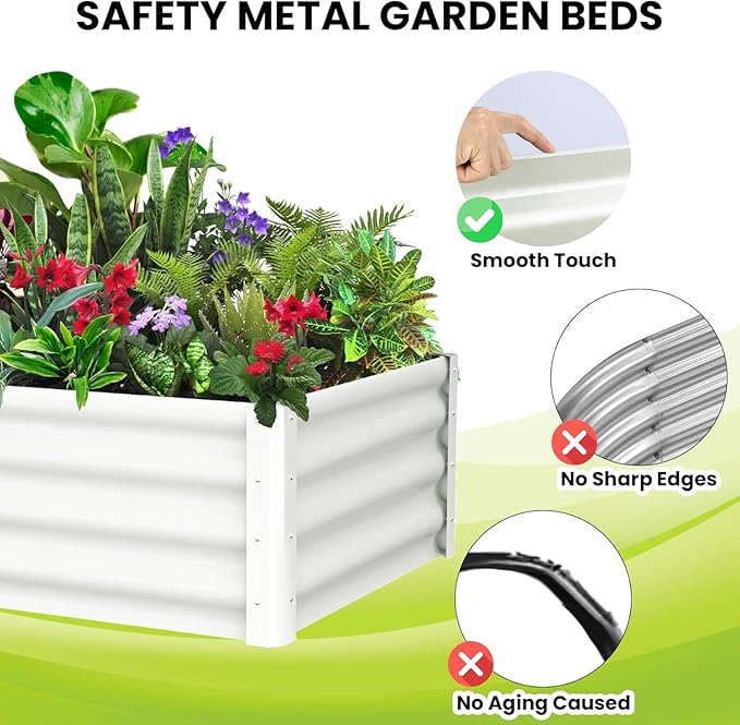6x3x1ft Large Outdoor Planter Boxes Kit Set of 2, Galvanized Raised Bed Planter with Open-Ended Base Design, Elevated for Outdoor Plants, Durable Raised Bed for Gardening,Beige-CasaMuseHome