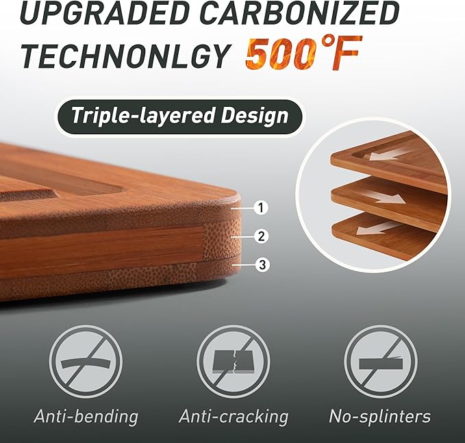 3 Packs Bamboo Cutting Board Set with Non Slip Feet and Over Sink Nice Solid Thick Wood Juice Groove Chopping Board Extra Large Big Small Best Hardwood Counter Organic Vegetable Kitchen Gadgets-CasaMuseHome