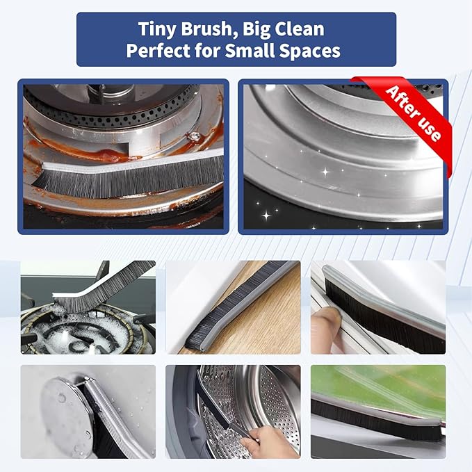 3 Pcs Cleaning Brushes for Household - Crevice Brush for Scrub Small Spaces, Toilet Cleaning Tool with Comfortable Grip, Long&Firm Bristle for Shower Tile Grout, Sinks Gap, Window Tracks, Hinges-CasaMuseHome