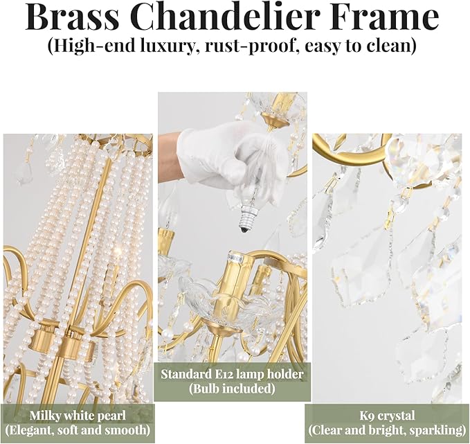 40" Large Brass Crystal Chandeliers,Gold Brushed Brass Chandelier for High Ceiling Living Room Dining Room Staircase Hallway Entryway Foyer(15-Light, Bulb Included)-CasaMuseHome