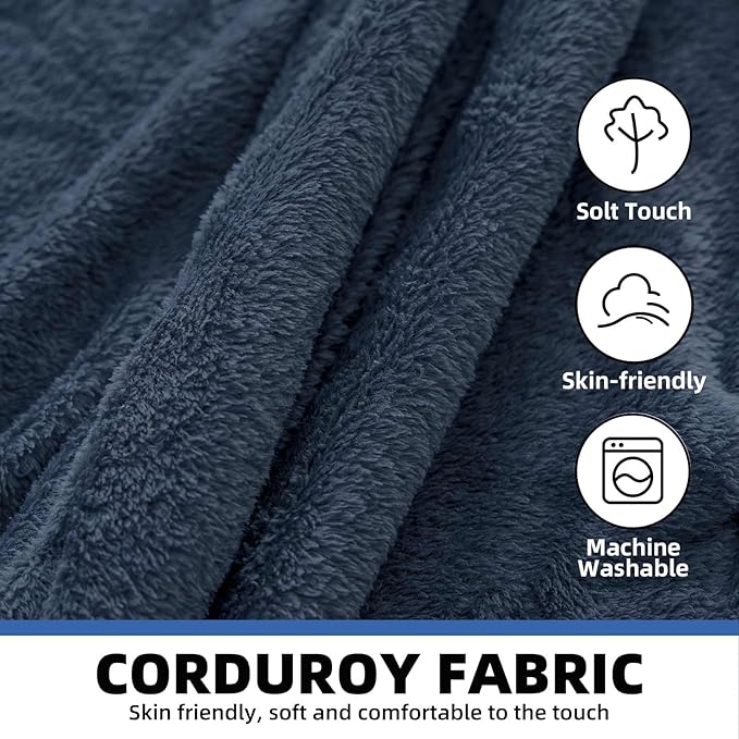 5FT，Big Bean Bag Chairs for Adults，Large beanbag with Filler Included，Memory Foam Material，Easy to Clean and Washable Corduroy Fabric，Suitable for Living Room and Bedroom (Blue, 5 Foot)-CasaMuseHome