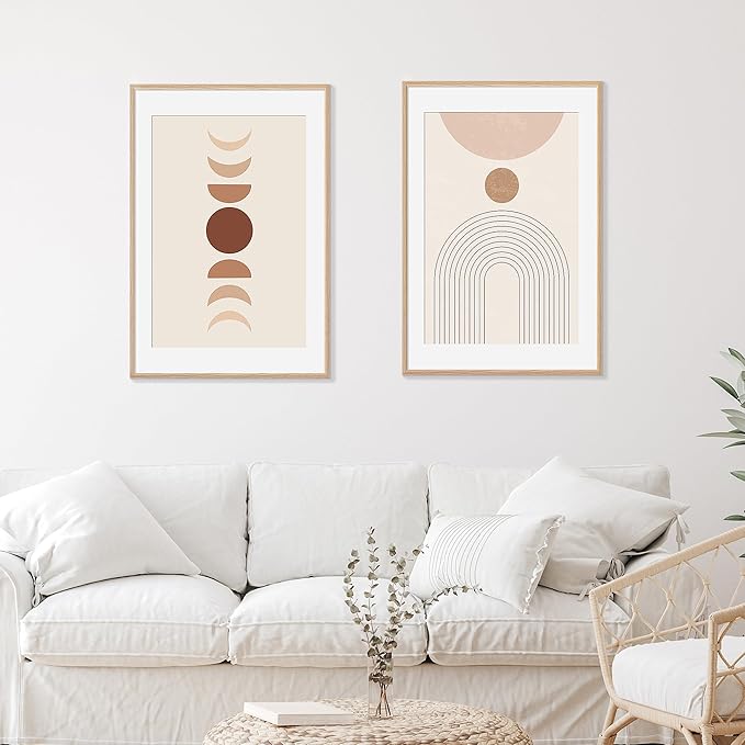 24x36 Poster Frame Set of 2 Natural Solid Oak Photo Frames with 20x30 Removable Mat Wall Hanging Large Handcrafted Frame with HD Plexiglass Wall and Tabletop Display Large Picture Frame-CasaMuseHome