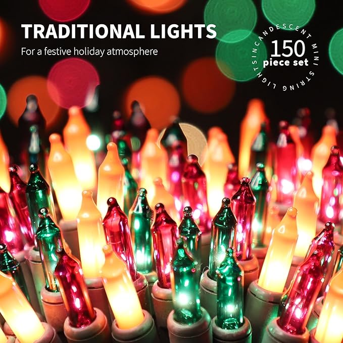 150LIGHTS Orange Purple and Green Extra-Bright with End Connectors Halloween Decorative Lights 9.72m UL Certified Mini String Light Set Waterproof for Halloween Home Garden Tree Party Patio-CasaMuseHome