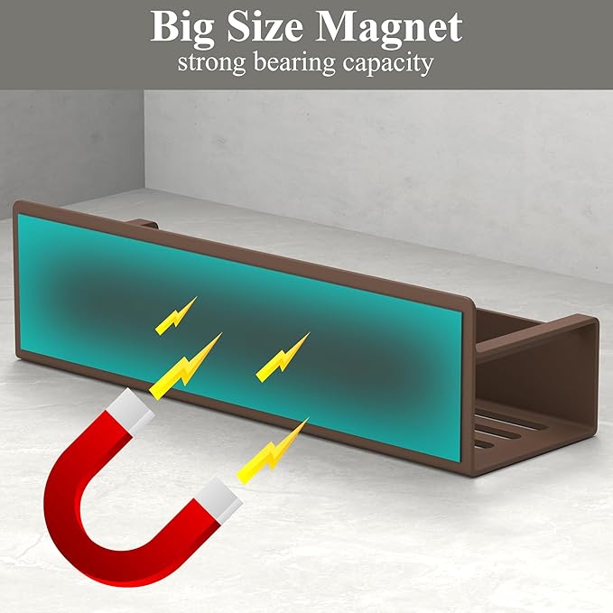 4 Pack Magnetic Spice Rack Organizer for Refrigerator and Oven, Brown Fridge Organizers and Storage for Kitchen-CasaMuseHome