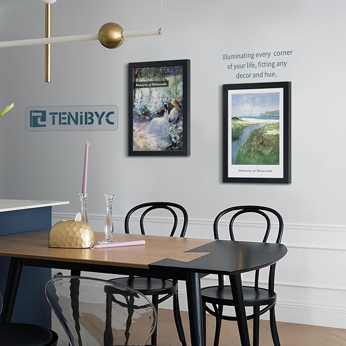 13x19 Picture Frame 3 pk, Textured Black Solid Wood Poster Frame, HD Tempered Glass, Wall Gallery Frame-CasaMuseHome