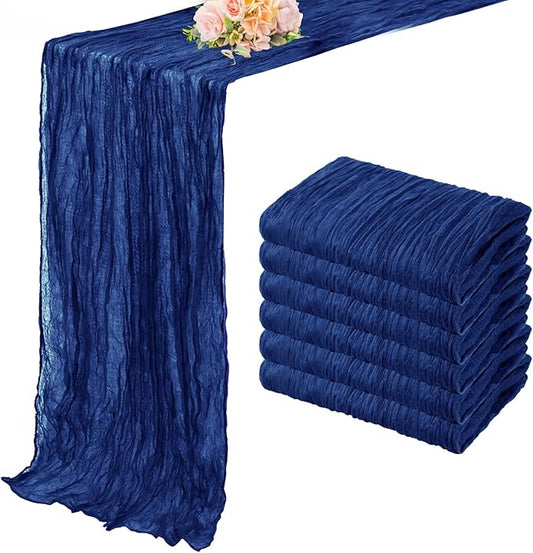 10FT 6 Pack Royal Blue Cheesecloth Table Runner 20 x 120 Inch Long Rustic Gauze Cheese Cloth Table Runner for Wedding Bridal Baby Shower Table Decorations Boho Fabric Sheer Birthday Party Table Decor-CasaMuseHome