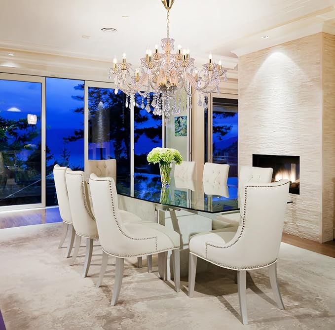 18-Light Double-Layer Crystal Chandelier for Living Room Gold Ceiling Pendant Light Fixtures with K9 Crystal Modern Luxury Lighting for Dining Room, Bedroom, Kitchen-CasaMuseHome