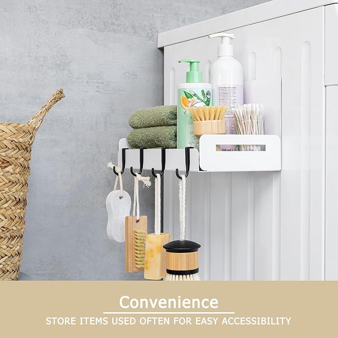 2-Pack Magnet Spice Rack For Refrigerator, White Magnetic Shelves for Classroom, 6" Deep Magnetic Shelf for Fridge Kitchen and Garage Tools Organizing, Heavy Duty 20LB Capacity-CasaMuseHome