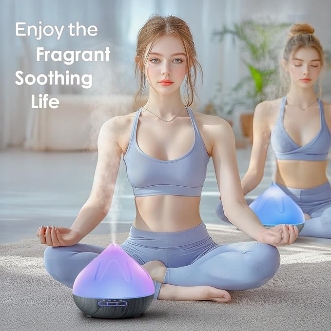 500ML Essential Oil Diffuser: Aroma Diffuser with Remote Control for Hotel Spa Yoga Room Humidifier with 14 Colors LED Night Light for Bedroom Home Relaxation, Black-CasaMuseHome