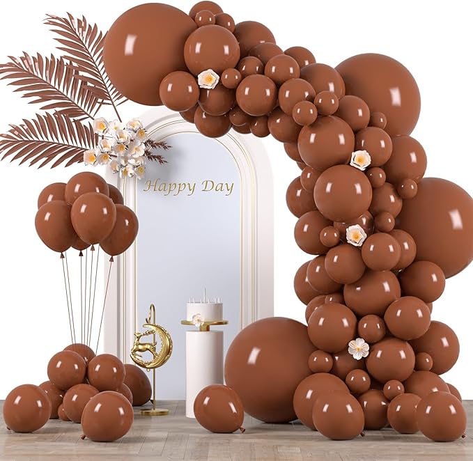 130pcs Coffee Brown Balloons Different Sizes 18" 12" 10" 5" Tan Latex Balloon Garland Arch Kit for Birthday Baby Shower Graduation Wedding Gender Reveal Anniversary Party Decorations-CasaMuseHome