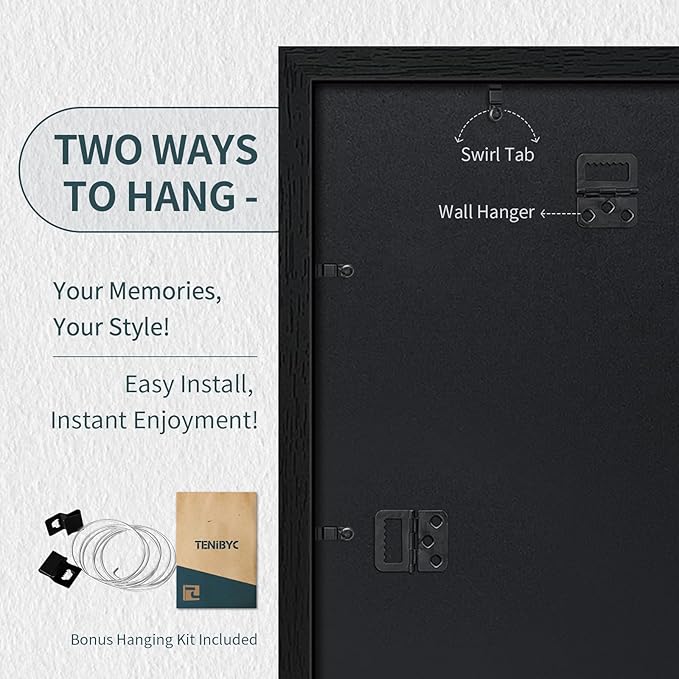 12x18 Poster Frame Set - 3 Pack, Textured Black Solid Wood with HD Tempered Glass, Wall Gallery Picture Photo Frame-CasaMuseHome